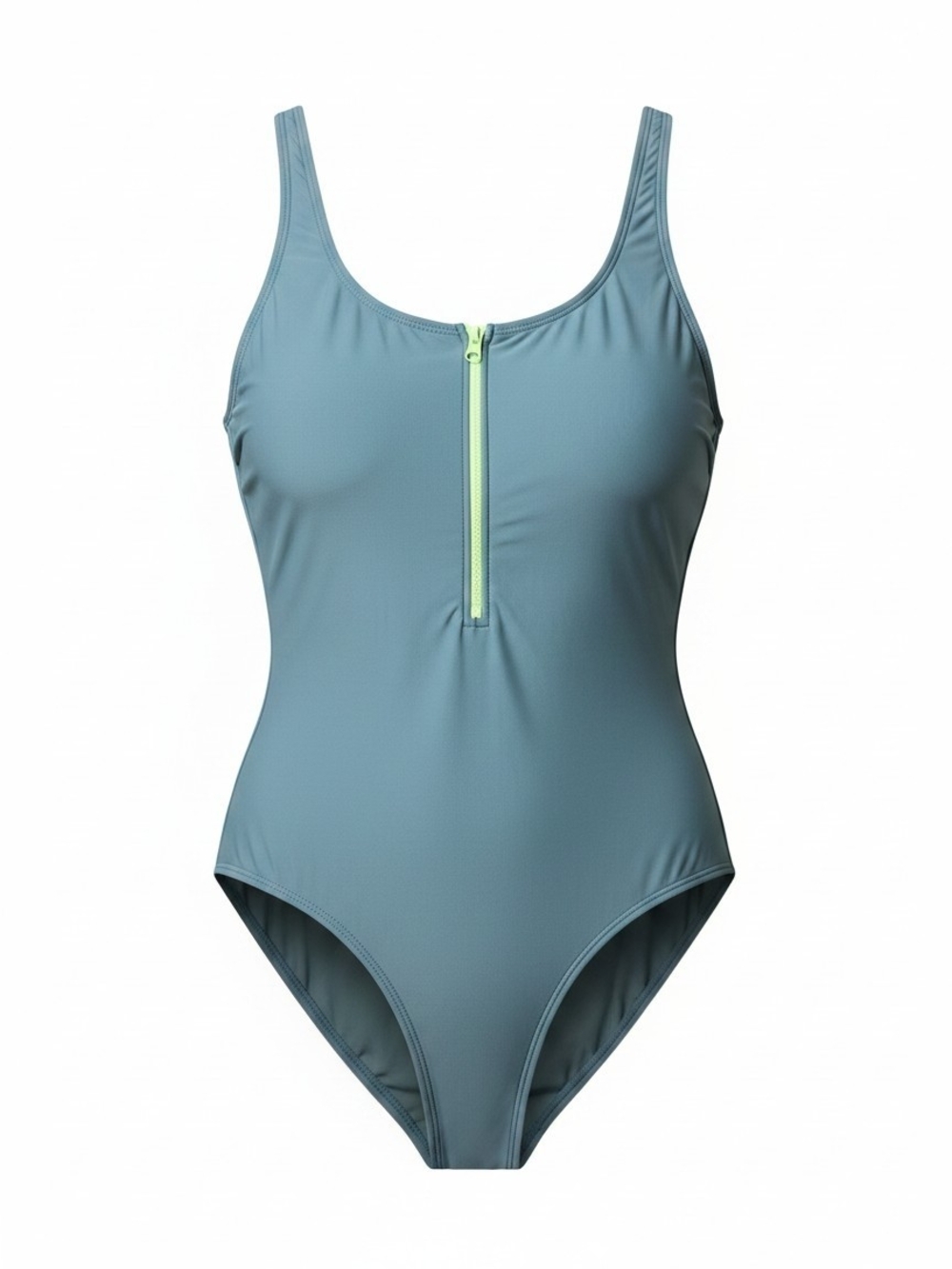 CYN & LUCA | Olive Green Zip Front Sporty One‎ Piece Swimsuit Minimalist | XL